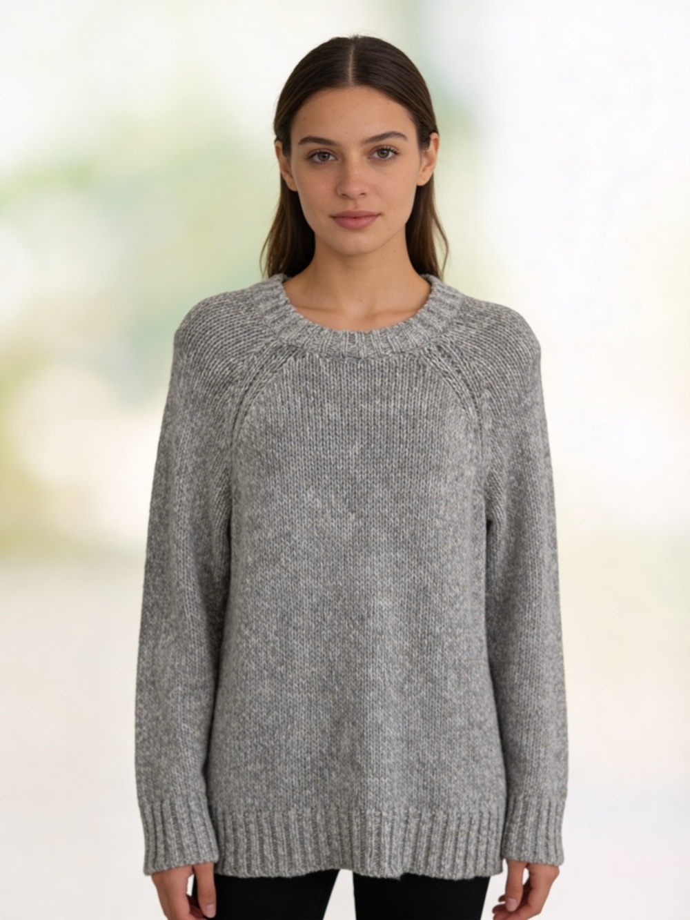 Aerie Gray Chunky Knit Sweater Small Cozy Oversized Pullover